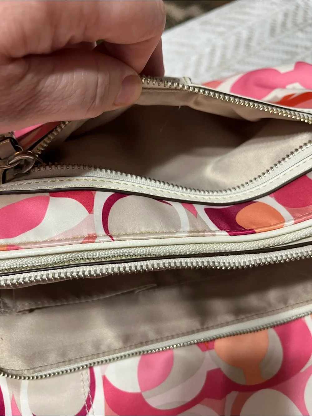 Coach Pink Multi Signature Circle Print Backpack